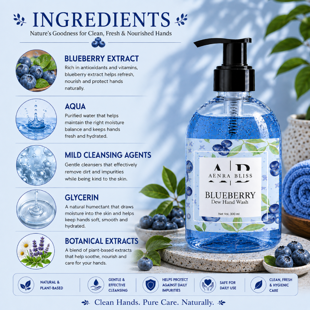 Aenra Bliss Blueberry Dew Hand Wash – 300ml | Refreshing Blueberry Fragrance | Gentle Daily Hand Cleanser - Image 4